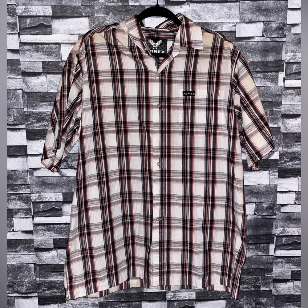 Avirex Men's Plaid Casual Shirt - Black, Red, White